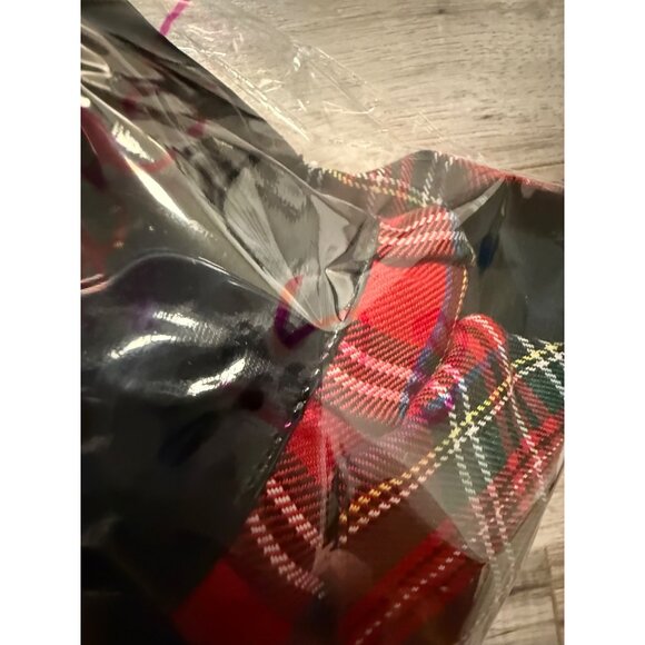 Vtg Foreplay Red Plaid Skirt & Top Set  Black Lace Cross Accents M/L Punk grunge - Picture 10 of 13